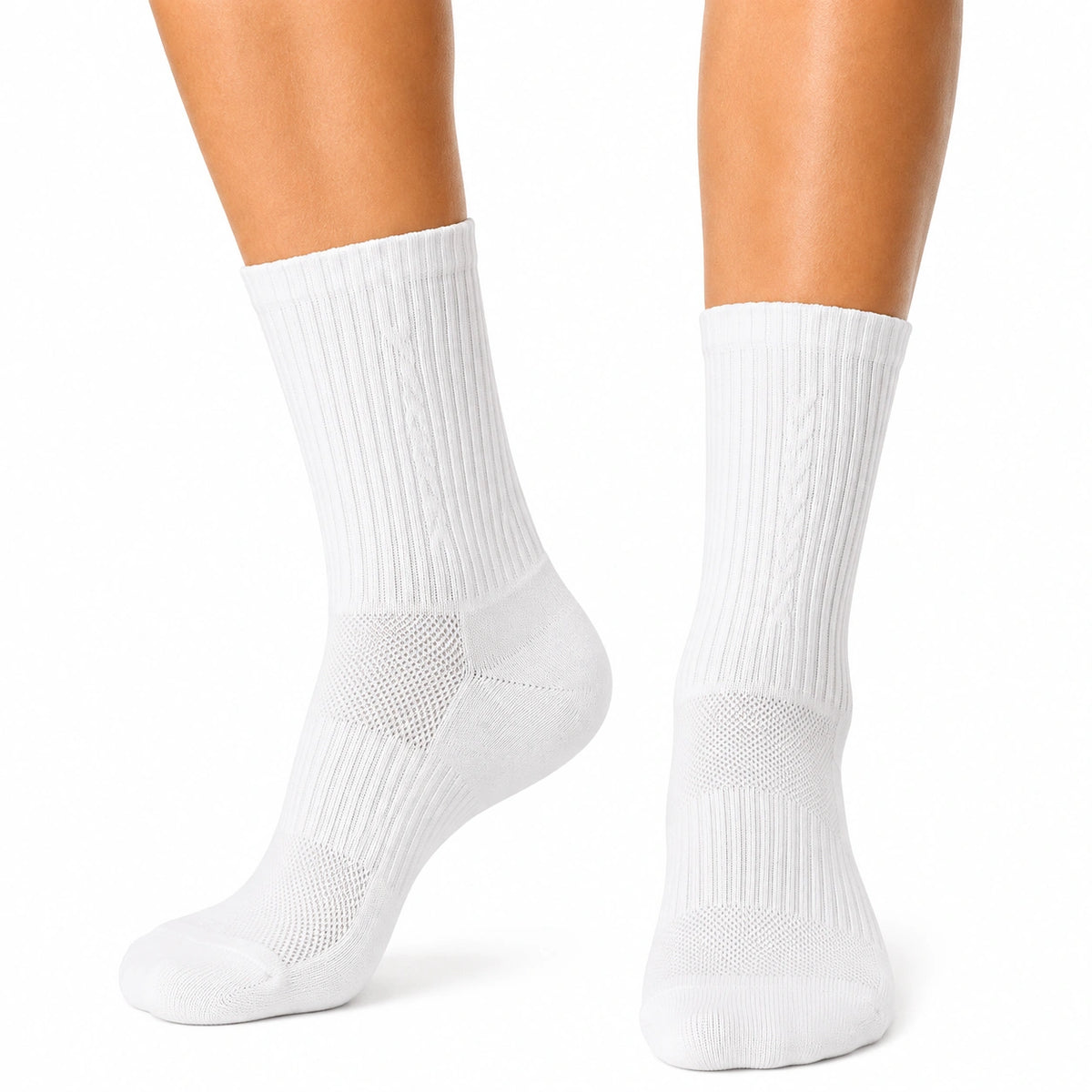 Calcetines deportivos 35-38 de punto blancos transpirables de caña media