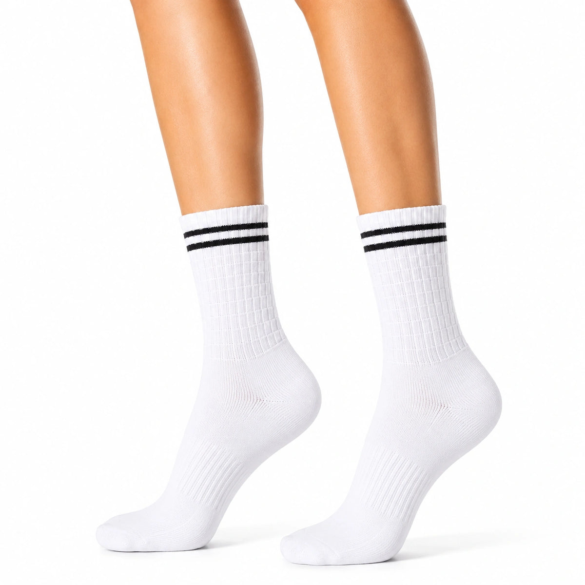 Calcetines deportivos 35-38 de punto blanco y negro de caña media