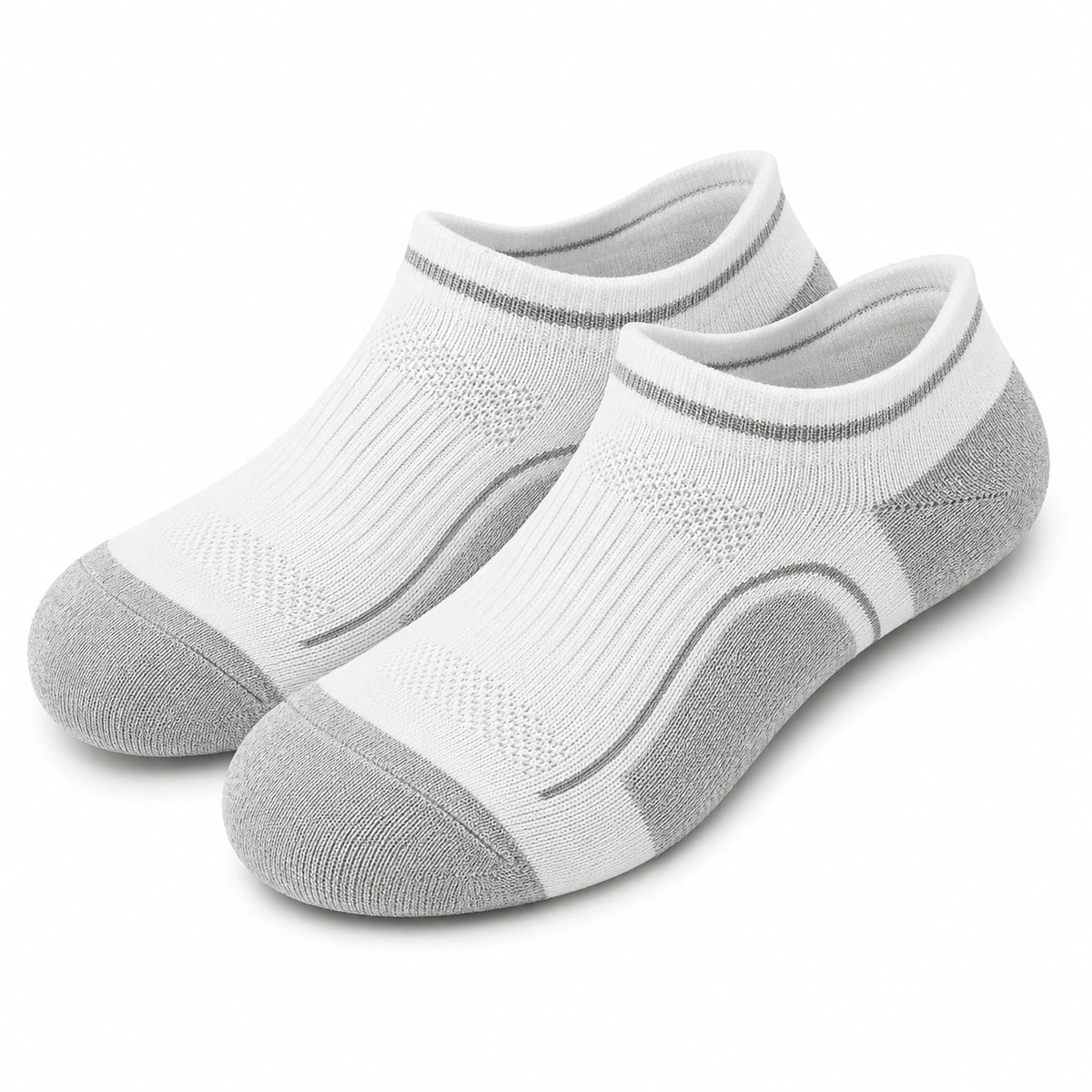 Calcetines tobilleros talla 43-46 blancos y grises de punto transpirables para uso diario