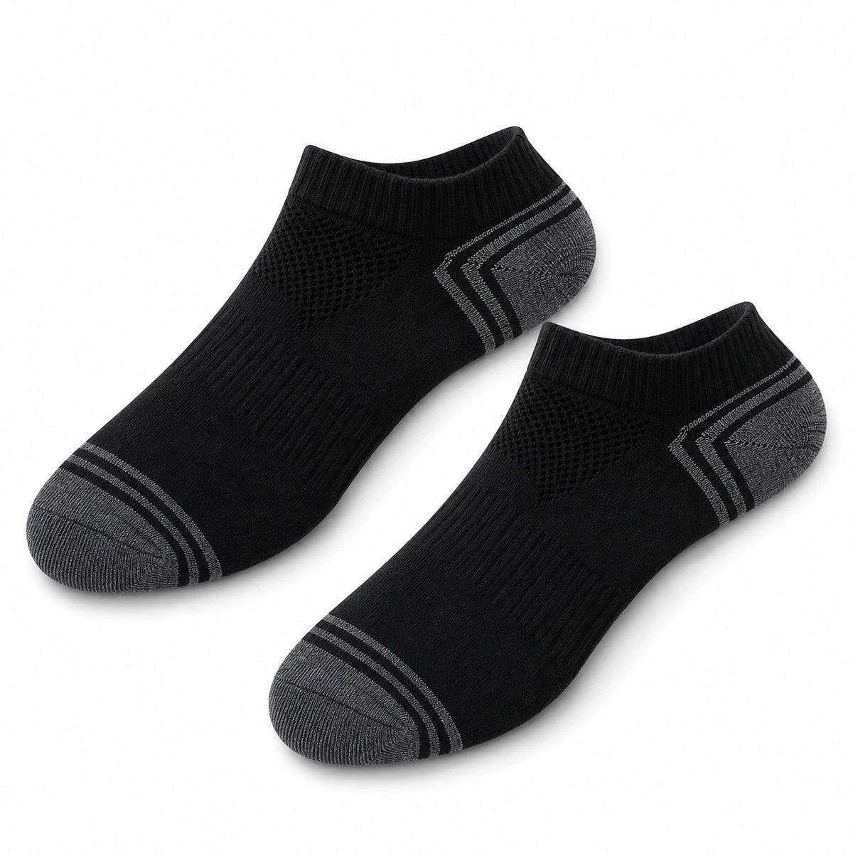 Calcetines tobilleros 43-46 de punto negro y gris para deporte con zonas transpirables
