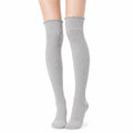 Calcetines hasta la rodilla talla 39-42 de punto gris con canalé