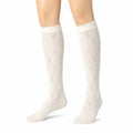 Calcetines altos 39-42 de punto blanco calado con rombos