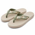 Chanclas de dedo talla 36/37 con tiras textiles verdes y suela beige antideslizante
