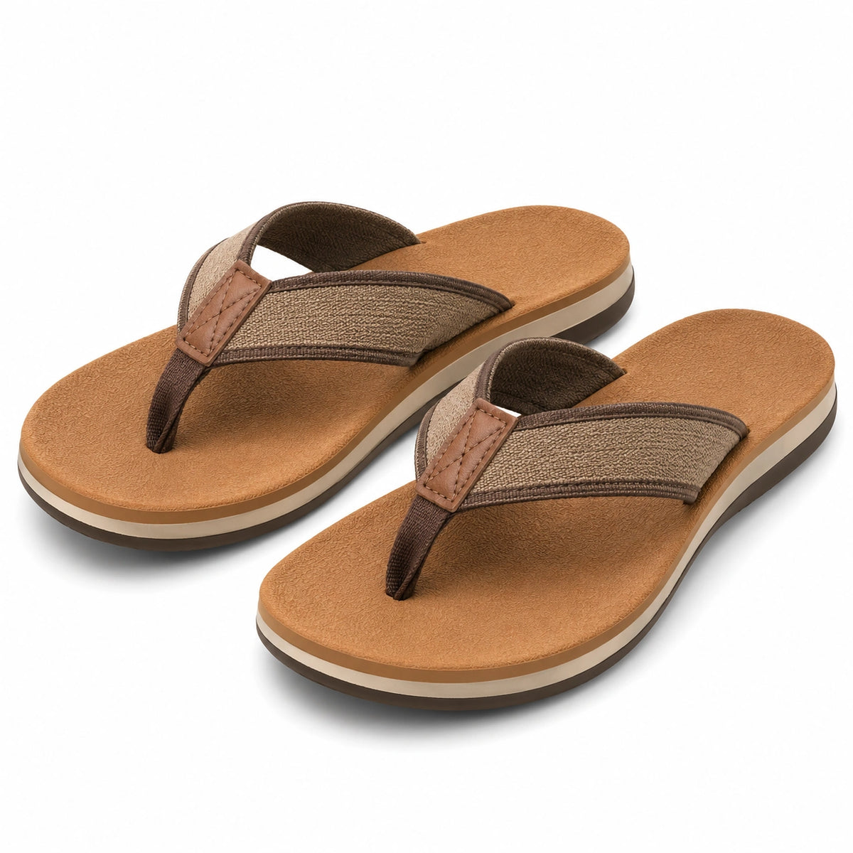Chanclas de dedo talla 36/37 con empeine textil marrón para verano