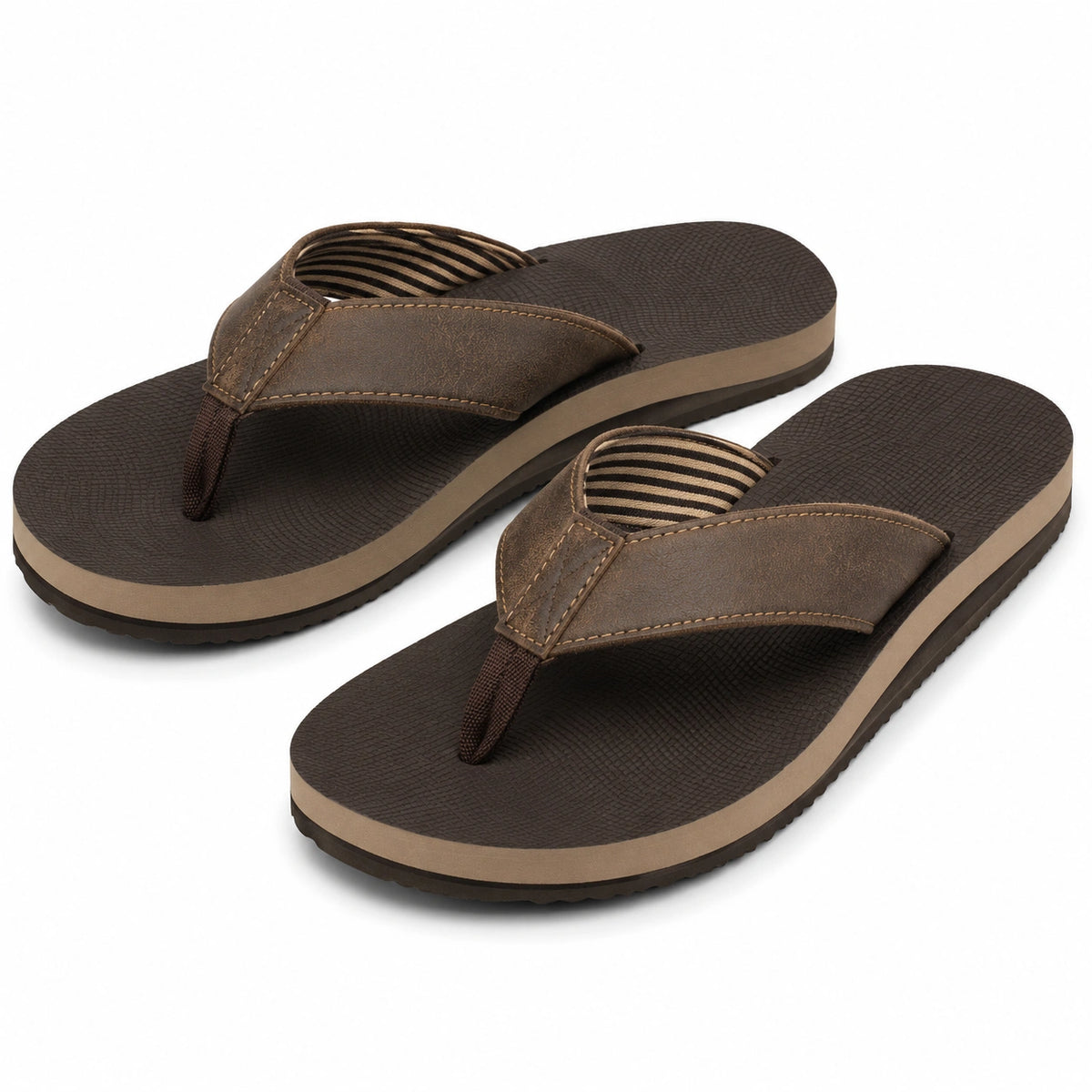 Chanclas de dedo 38/39 marrón de material sintético con suela texturizada para verano