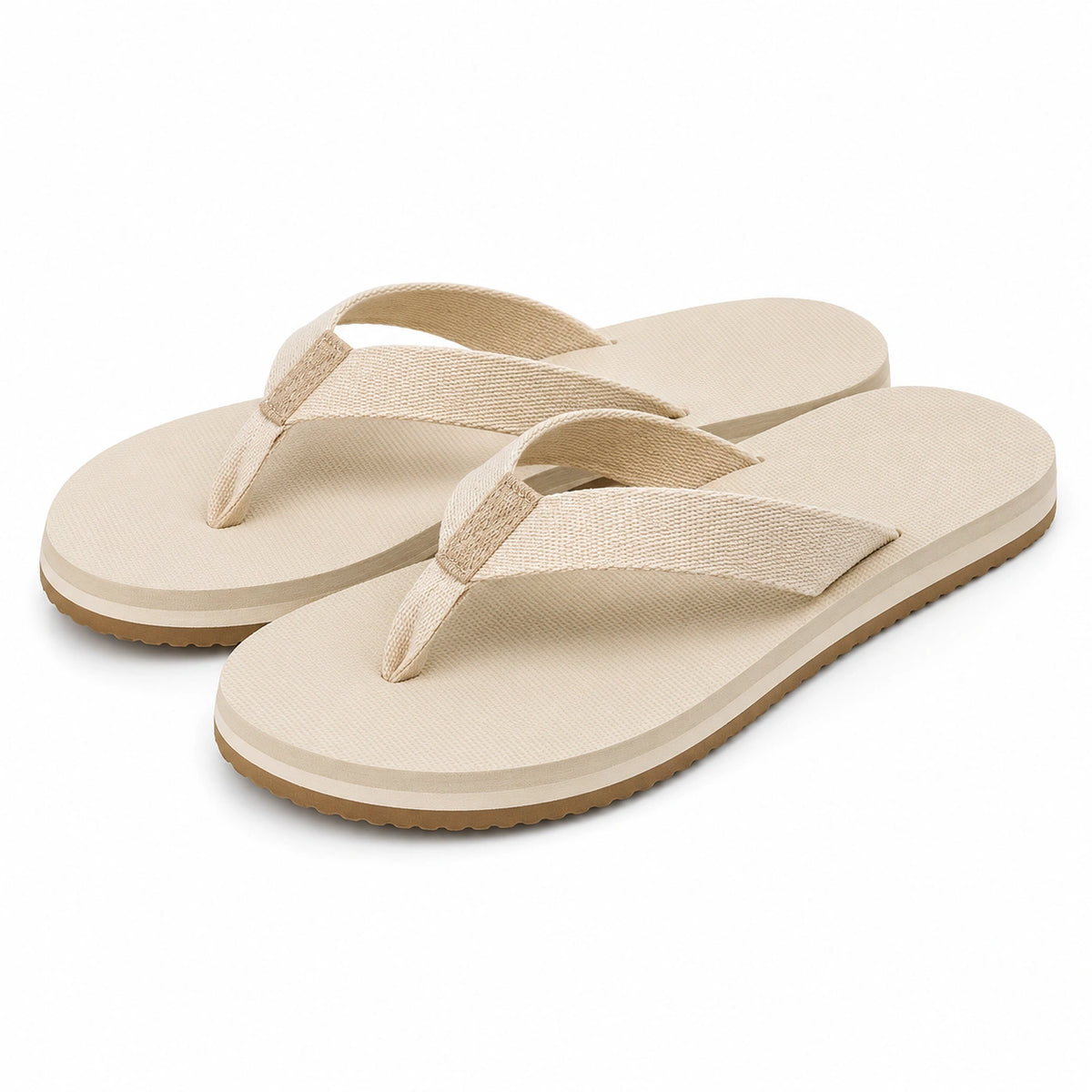 Chanclas de dedo talla 42/43 beige con tira textil y suela antideslizante