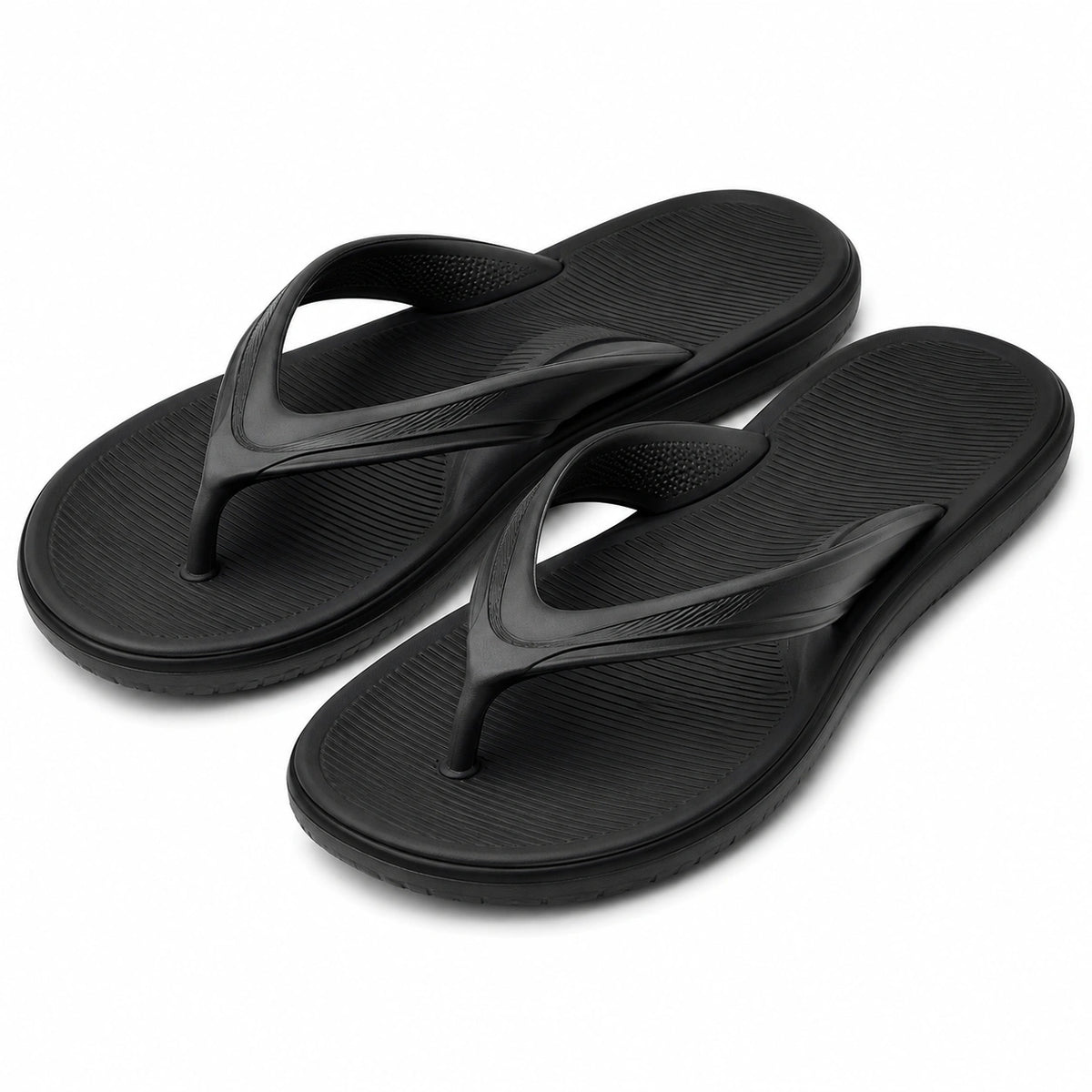 Chanclas 42/43 de material sintético negras con suela texturizada para verano