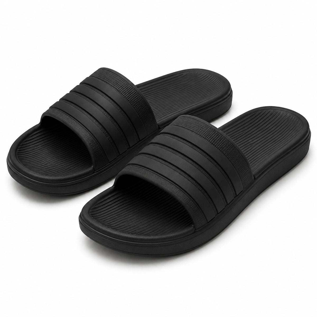 Chanclas talla 36/37 de material sintético negras con plantilla acanalada para uso diario