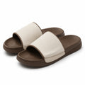 Chanclas 40/41 marrón y beige de material sintético con pala ancha para uso diario